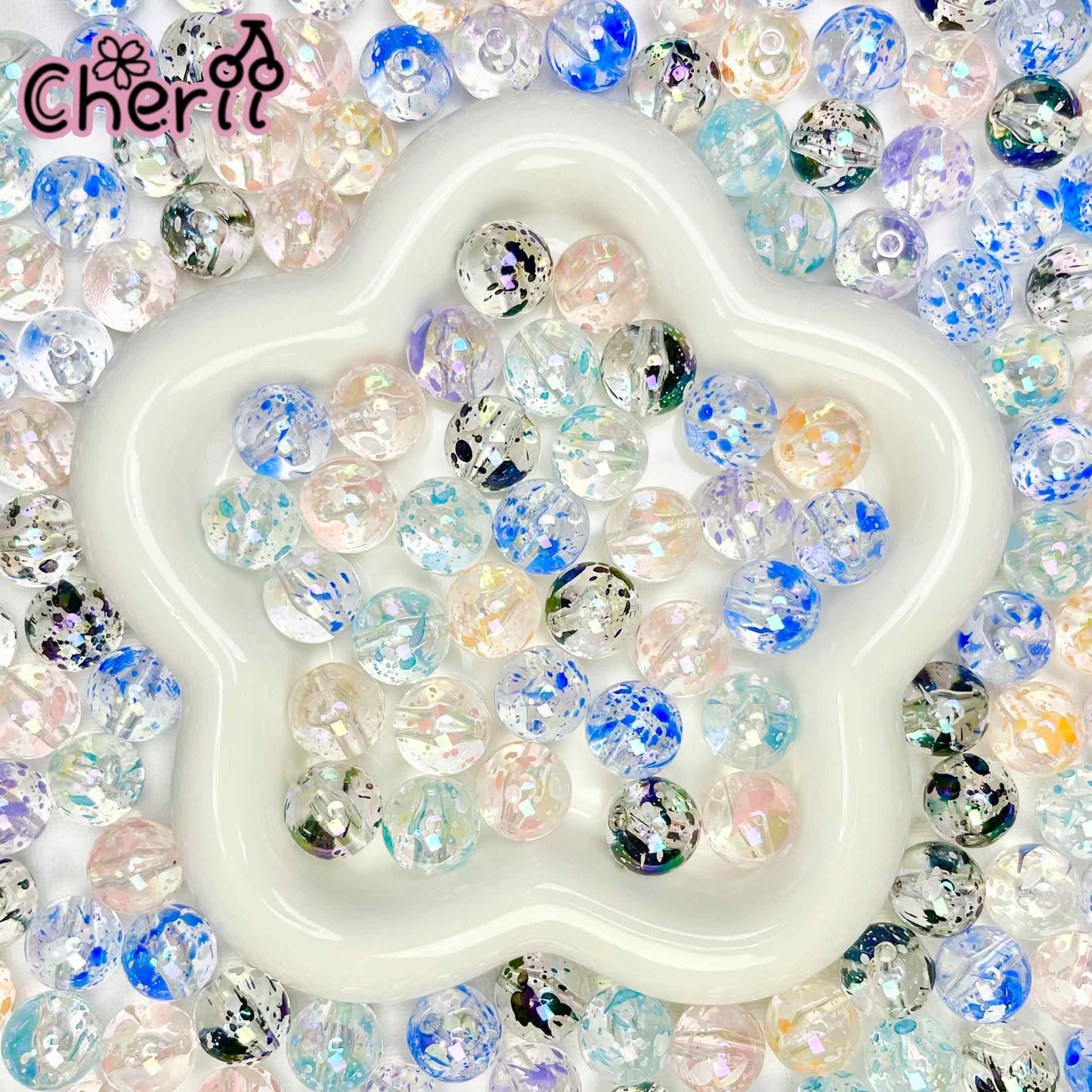 ♥【6.14新作】♥ A0244 ペイントスプラッシュ アクリルビーズ16mm