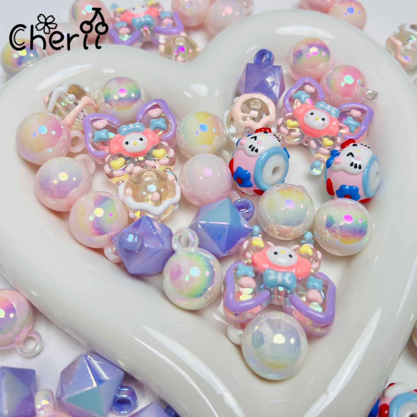 ♥【3.27新作】♥ A0148 メロディノ夢 手描き、カンツ キ ミックス アクリルビーズ