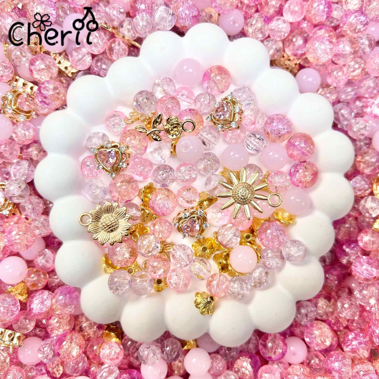 ♥【2.10新作】♥ A0118 高品質 ガラスビーズ と高品質パーツ ミックス