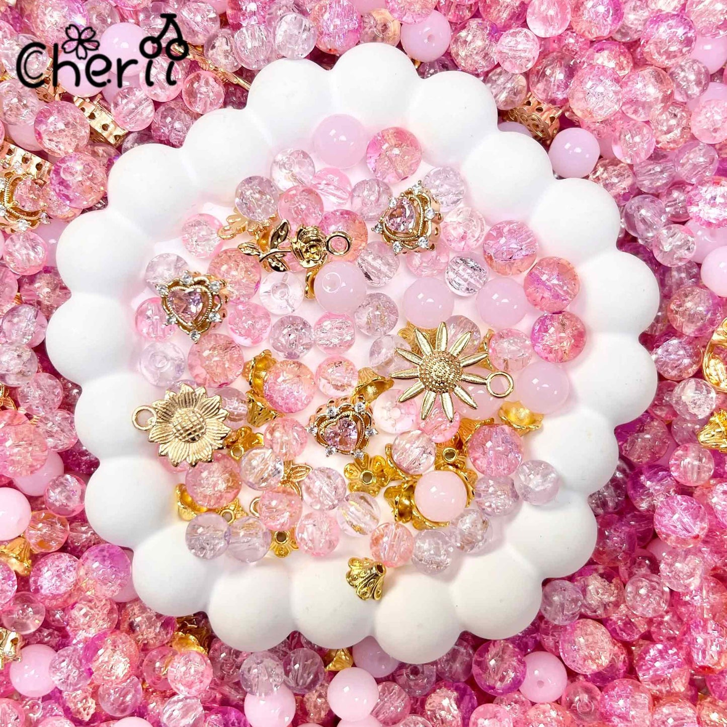 ♥【2.10新作】♥ A0118 高品質 ガラスビーズ と高品質パーツ ミックス