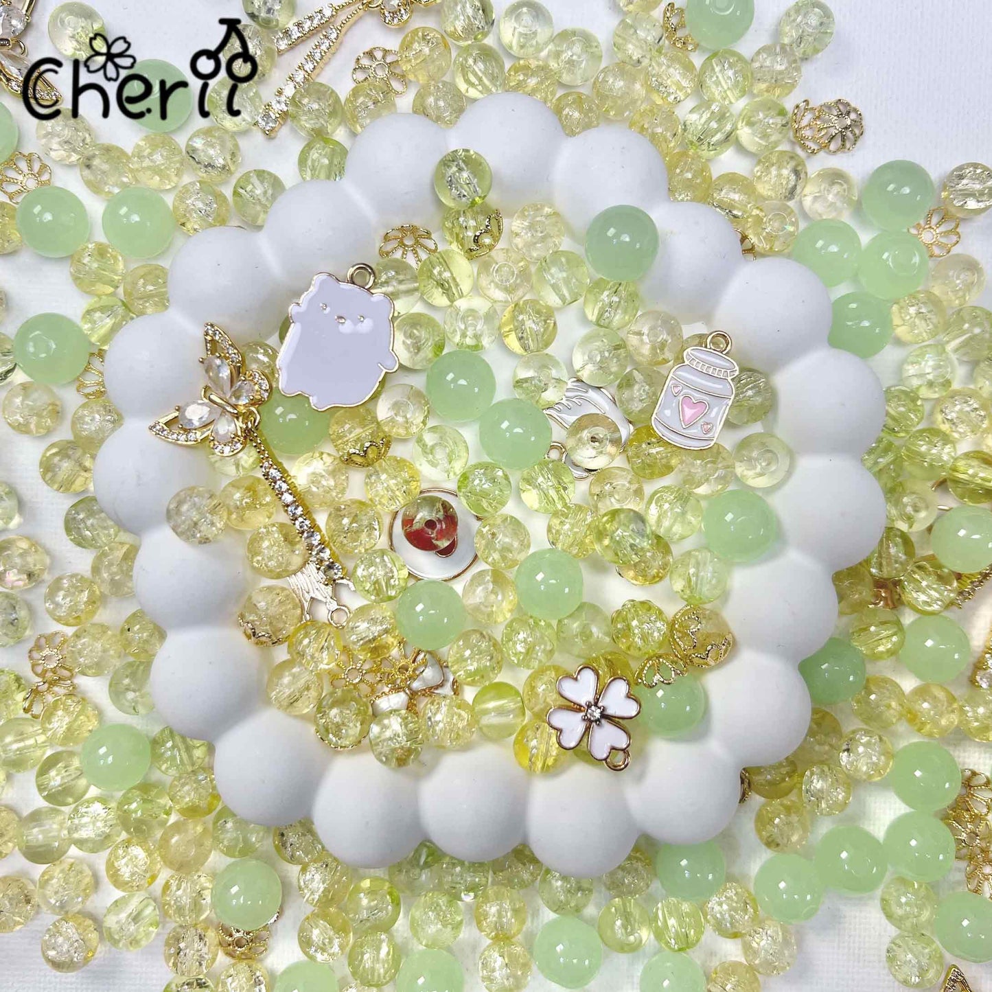 ♥【2.10新作】♥ A0116 高品質 ガラスビーズ と高品質パーツ ミックス
