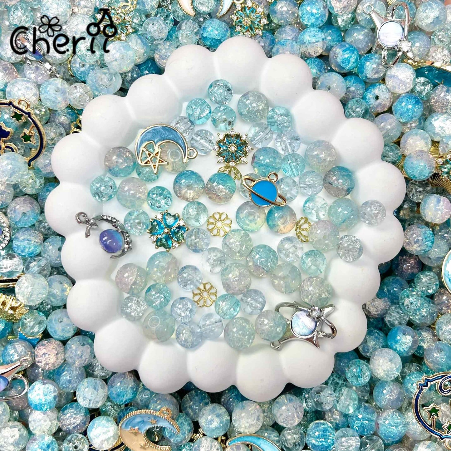 ♥【2.10新作】♥ A0117 高品質 ガラスビーズ と高品質パーツ ミックス