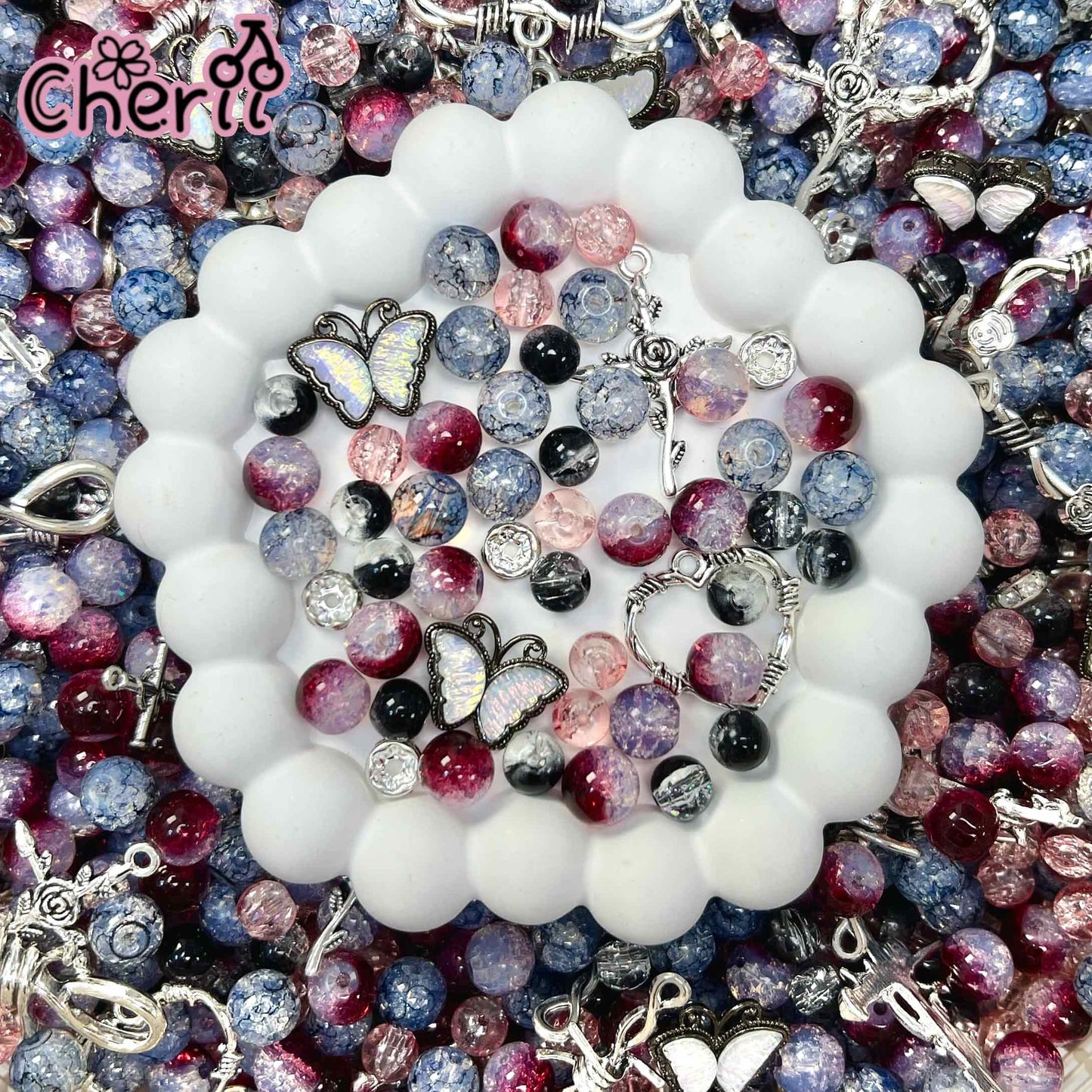 ♥【2.10新作】♥ A0115 高品質 ガラスビーズ と高品質パーツ ミックス
