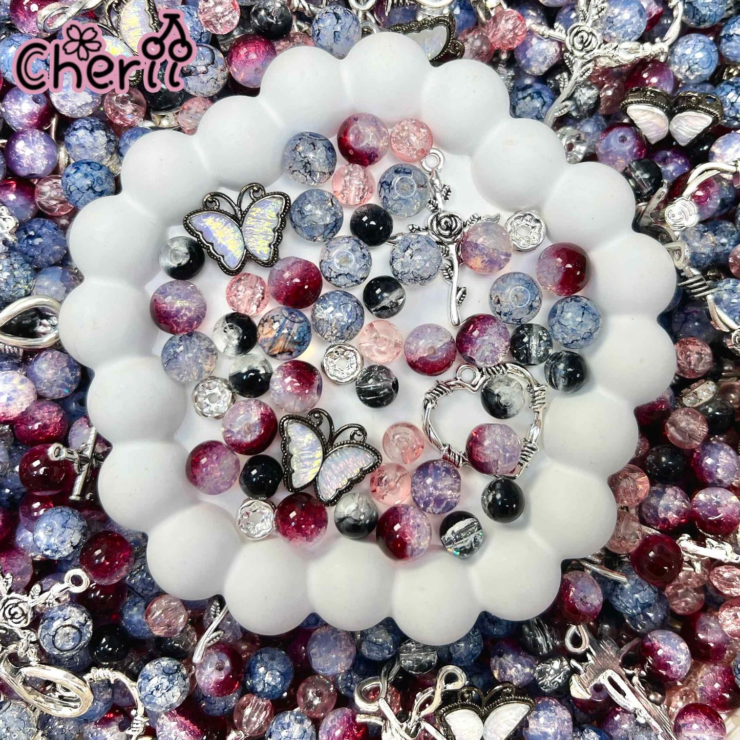 ♥【2.10新作】♥ A0115 高品質 ガラスビーズ と高品質パーツ ミックス