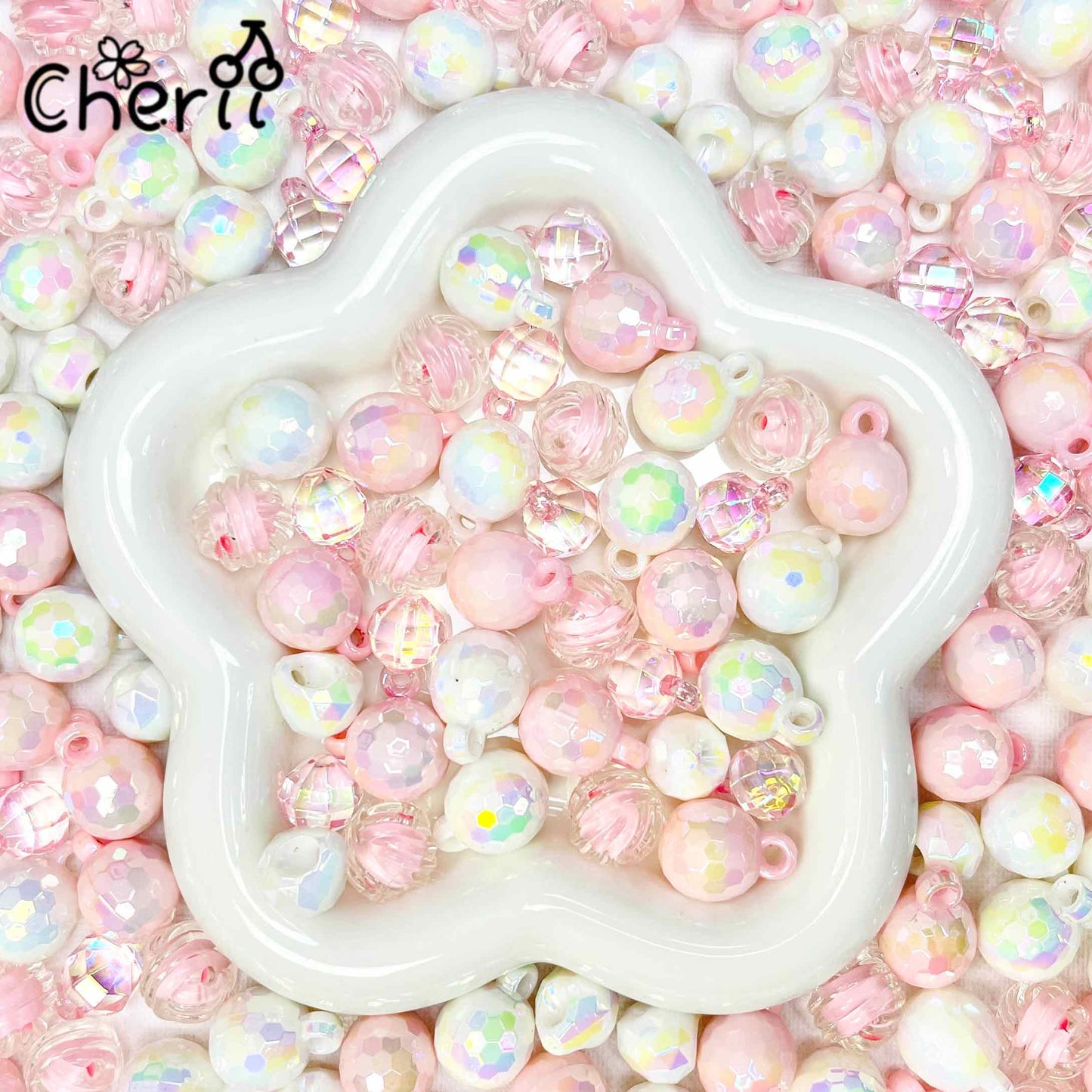 ♥【6.06新作】♥ A0234 乙女色メルティパフ カンツキビーズミックス アクリル16mm