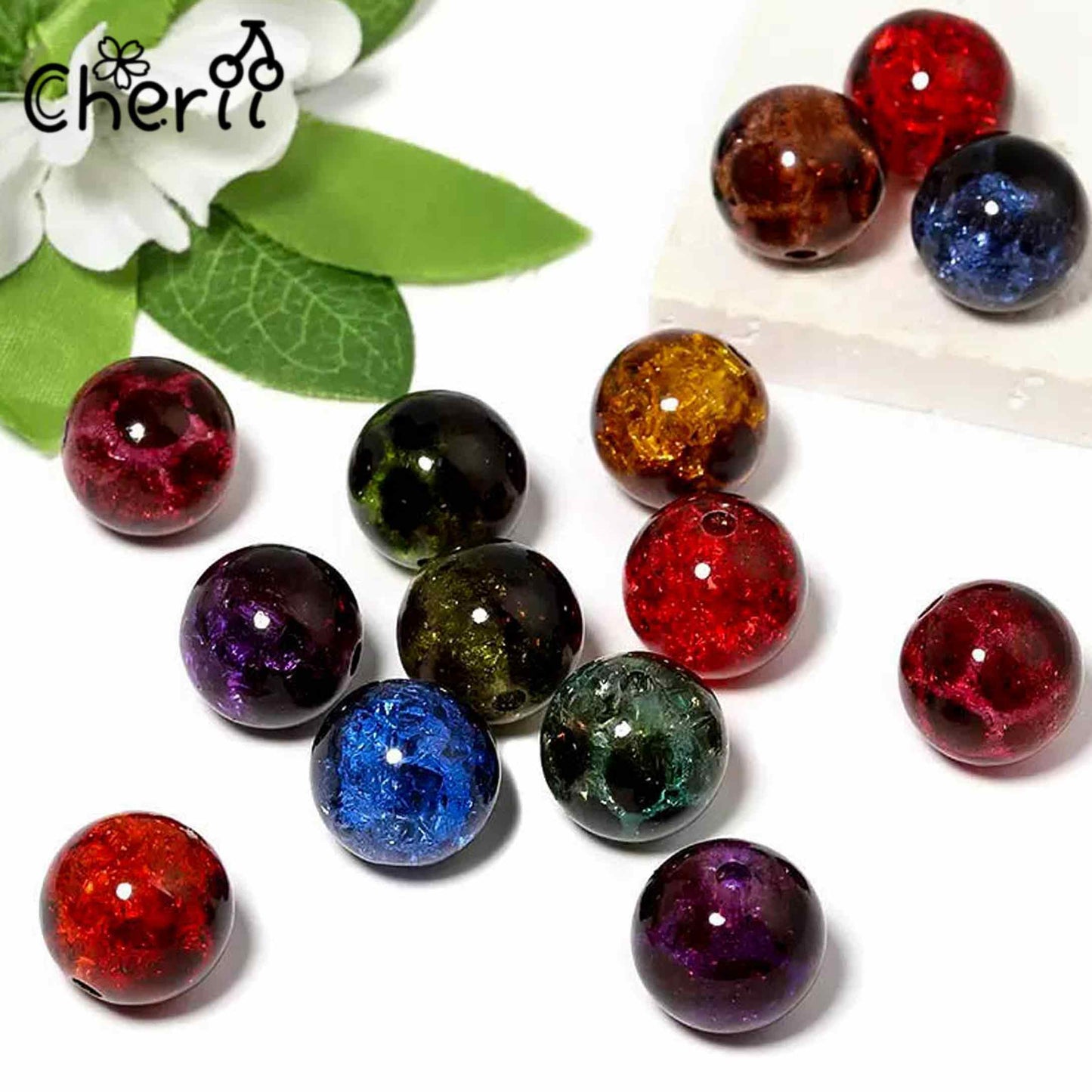 ♥【6.21新作】♥ A0256 こわれた惑星 8色ミックス アクリルビーズ16mm