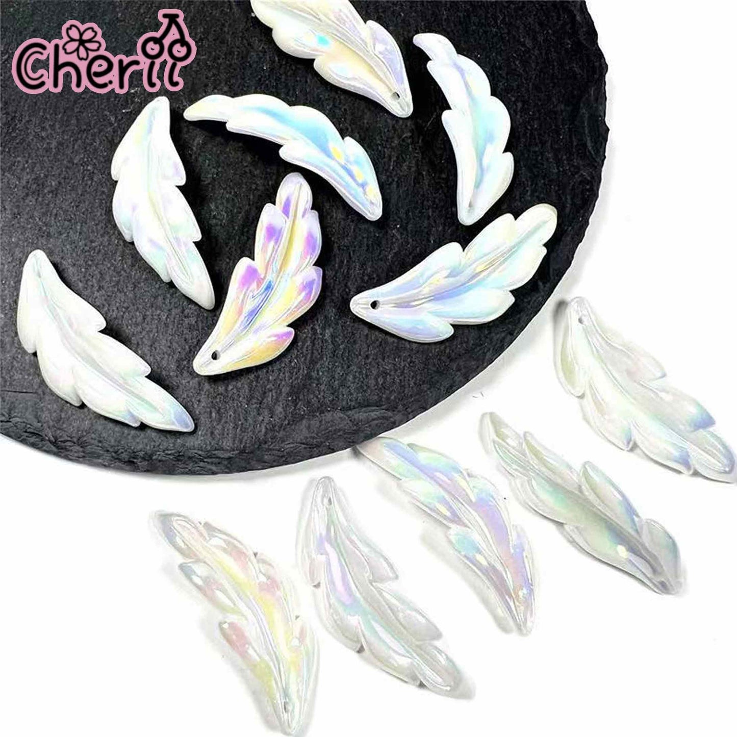 ♥【7.27新作】♥A0343 羽 DIYパーツ 花 アクリル