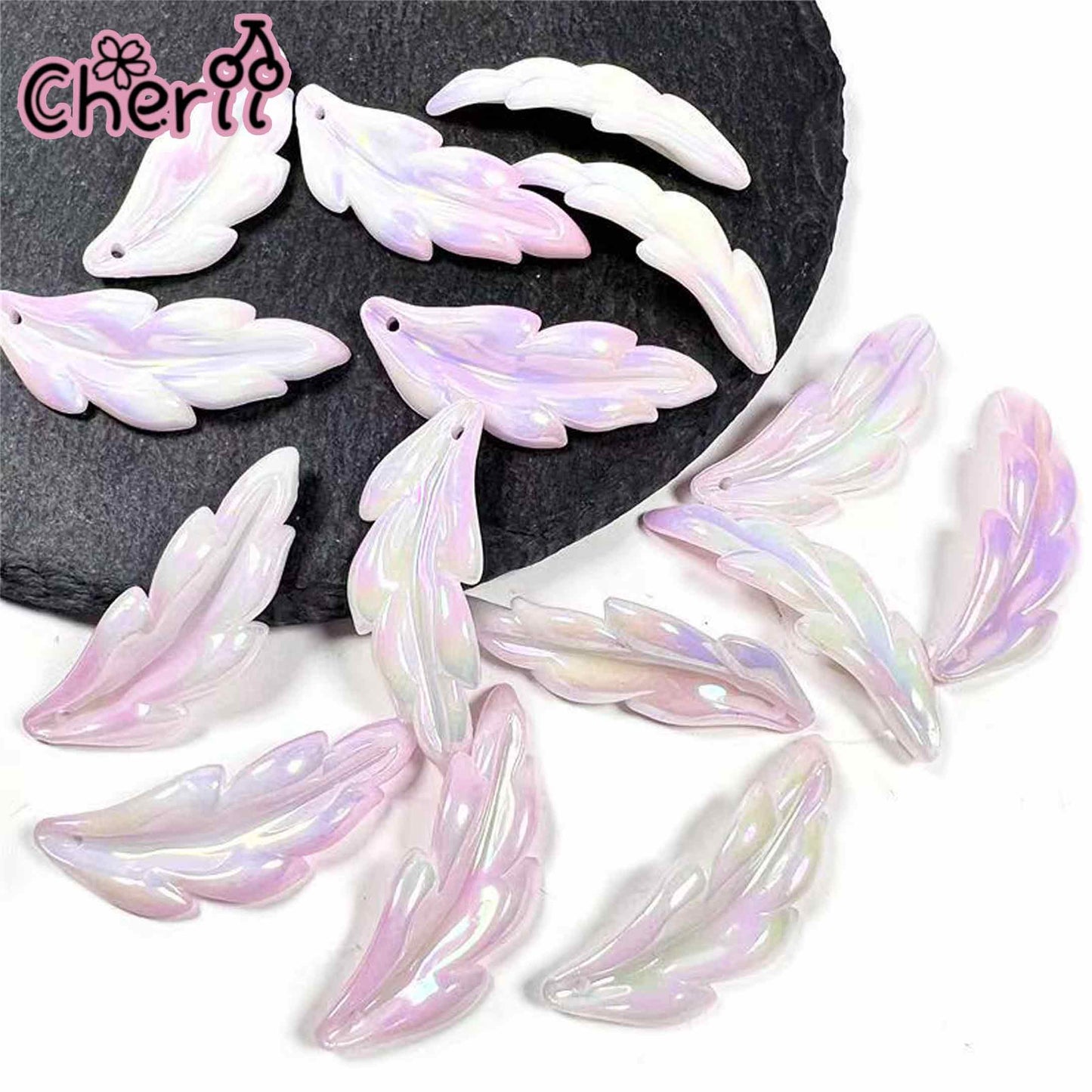 ♥【7.27新作】♥A0343 羽 DIYパーツ 花 アクリル