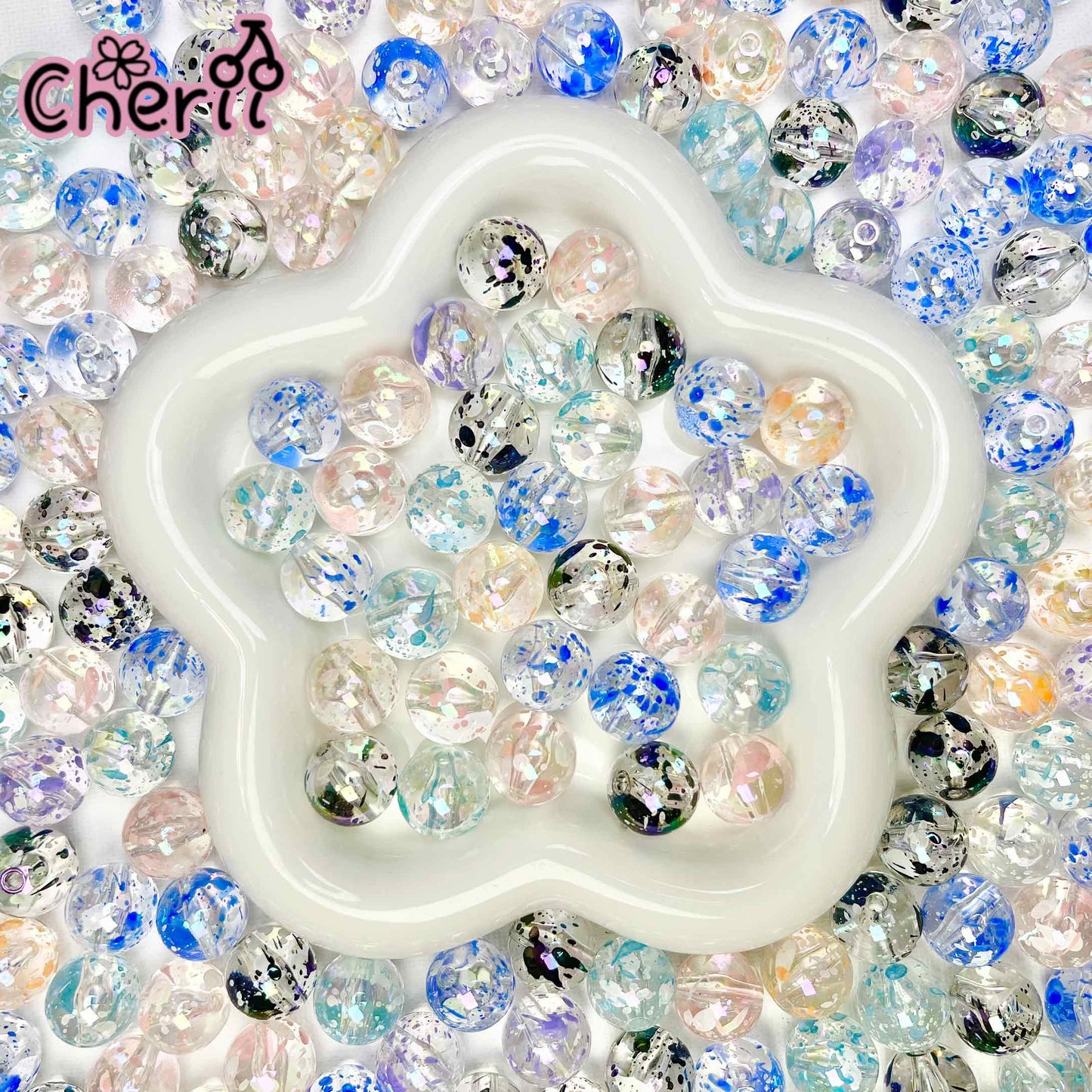 ♥【6.14新作】♥ A0244 ペイントスプラッシュ アクリルビーズ16mm