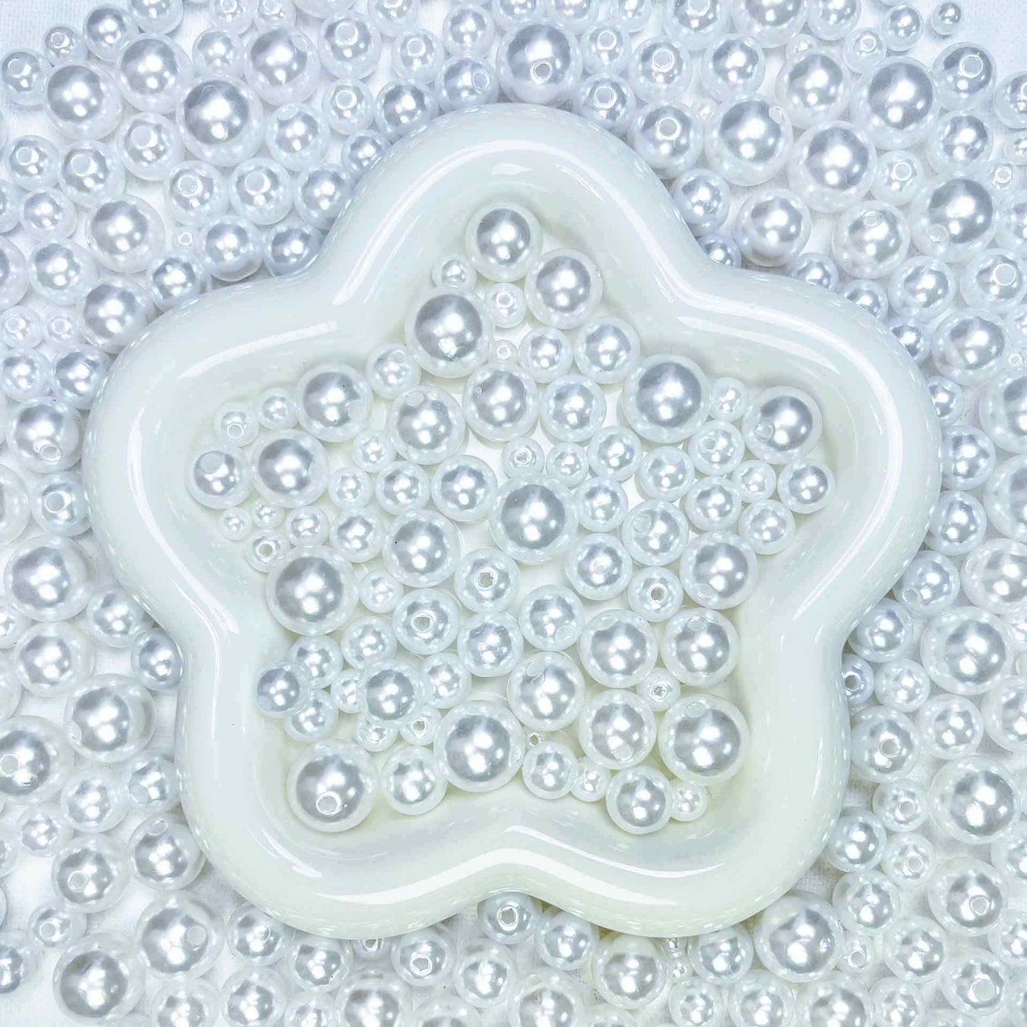 ♥【6.20新作】♥ A0253 純白パールの祭り アクリル ビーズ ミックス（6mm*8mm*10mm*12mm*14mm*16mm）