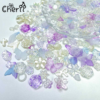 ♥【5.27新作】♥ A0214 紫荊花影と蝶の絵巻 アクリル パーツ ミックス