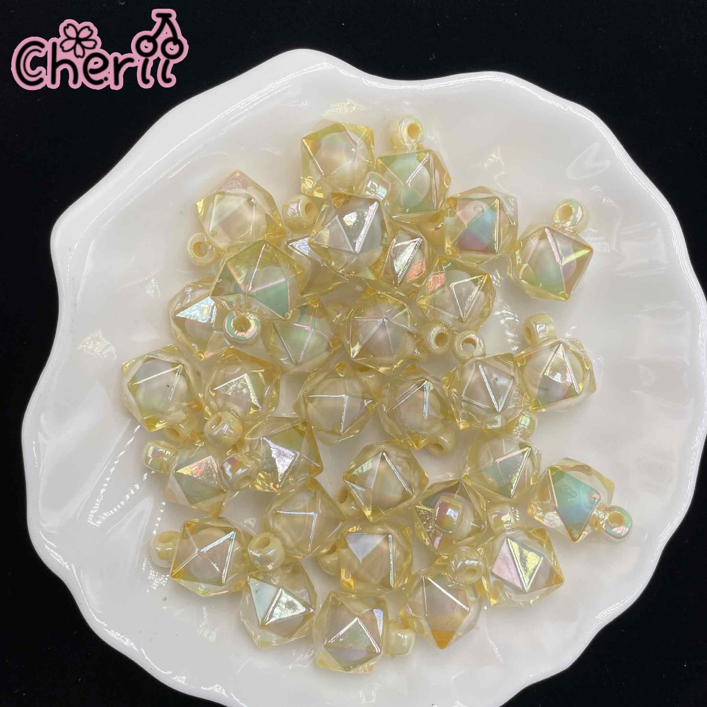 ♥【6.06新作】♥ A0235 ミルキードリームジュエル 2重カンツキビーズ アクリル16mm 4色