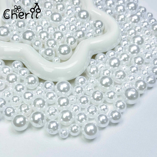 ♥【6.20新作】♥ A0253 純白パールの祭り アクリル ビーズ ミックス（6mm*8mm*10mm*12mm*14mm*16mm）