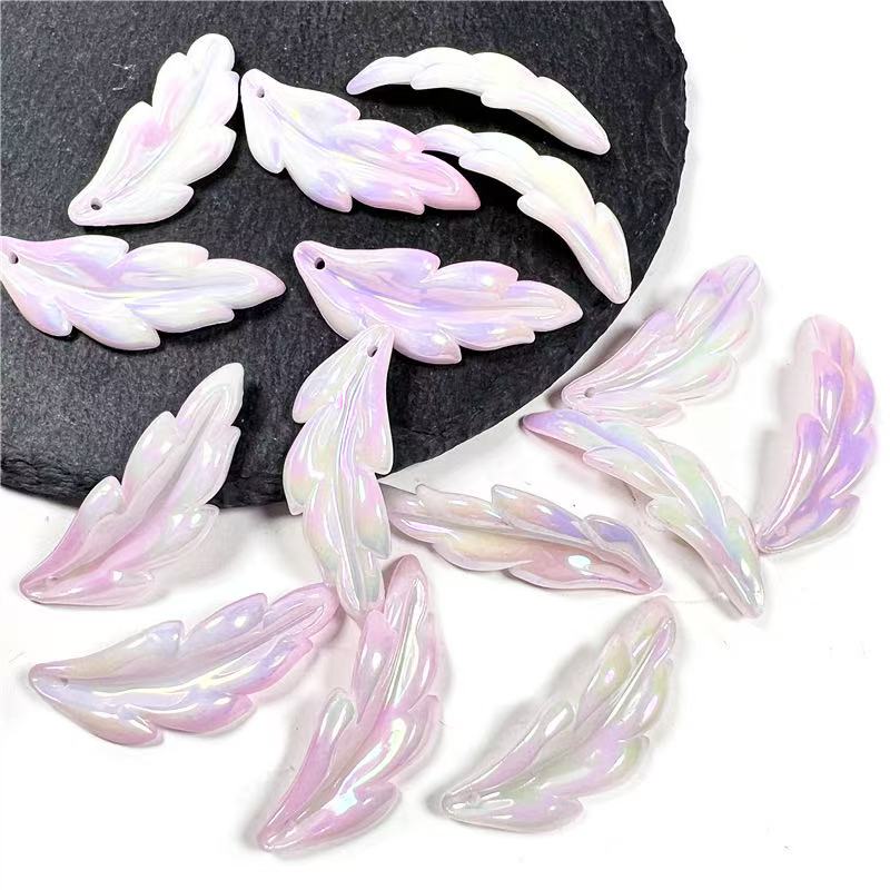 ♥【7.27新作】♥A0343 羽 DIYパーツ 花 アクリル