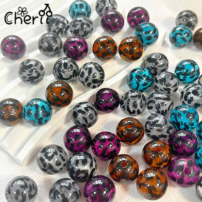 ♥【6.21新作】♥ A0257 危険なヒョウ柄 8色ミックスアクリルビーズ 16mm