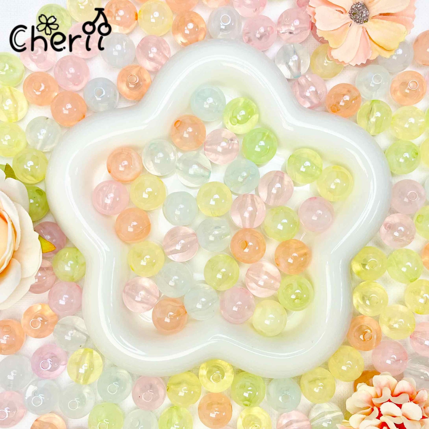 ♥【6.21新作】♥ A0261 メルティーボンボン 6色ミックス アクリルビーズ16mm