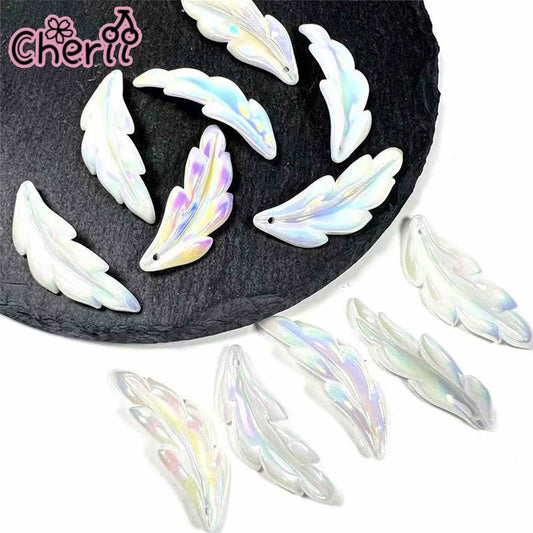 ♥【7.27新作】♥A0343 羽 DIYパーツ 花 アクリル