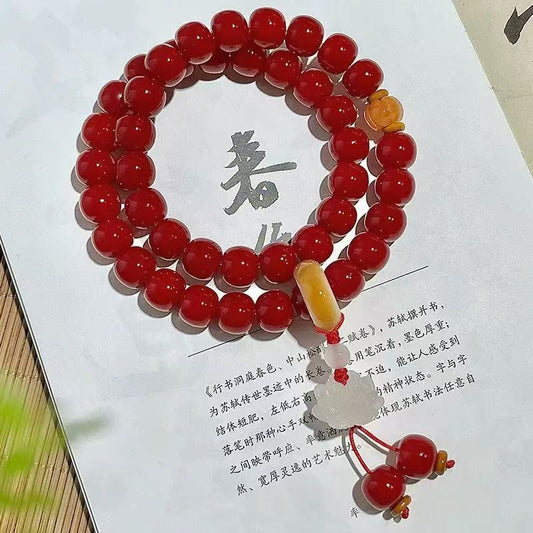 ♥【9.9新作】♥A0446 二重結び 菩提ブレスレット 10mm