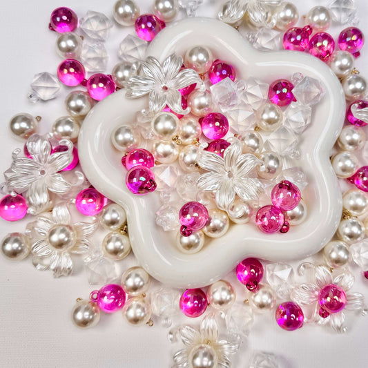 ♥【4.17新作】♥ A0159 夜明けのあやめ（よあけのあやめ）夜光 アクリルビーズ 4種類 ミックス 16mm